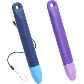 2 Pack Kid-Friendly Stylus Pens for Touch Screens, Silicone Pens for All Touch Screen Devices with Tethers, Anti-Rolling Tablets Stylus Compatible with Smart Phone Kindle Tablet (Black&Purple)