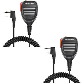 2 Pack BAOFENG Two Way Radio Waterproof Handheld Speaker Microphone 2pin K 2 PTT Remote Shoulder Mic for Walkie Talkie UV-5R BF-F8HP P15UV UV-5X BF-888S DM-1701 GMRS Ham Radio GM-5RH