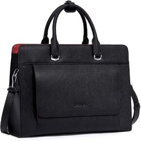BOSTANTEN Leather Laptop Briefcase for Women Shoulder Bag 15.6 Inch Business Computer Work Tote