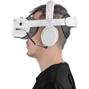Stereo Bass VR Headphones Compatible with Quest 2 and Oculus Rift S - Short Elastic Cable Comfortable Pad and Cover