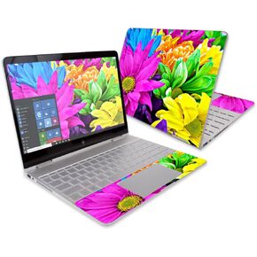 MightySkins Skin Compatible with HP Spectre x360 Convertible 13" (2017) - Colorful Flowers | Protective, Durable, and Unique Vinyl Decal wrap Cover | Easy to Apply, Remove | Made in The USA