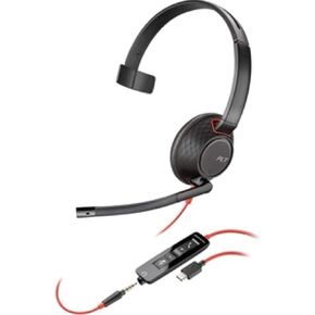 Plantronics - 207577-03 Blackwire C5210 Headset - Mono - USB Type A - Wired - 20 Hz - 20 kHz - Over-The-Head - Monaural - Supra-Aural - Noise Cancelling Microphone (Renewed)