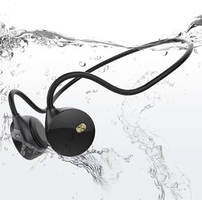 Bone Conduction Headphones, Wireless Bluetooth Open Ear Headphones,Conduction Headphones with Mic, Sweatproof Sport Earphones for Running, Cycling, Working, Black