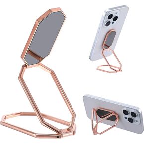 Sibba Phone Ring Holder Foldable Finger Kickstand Adjustable Cell Phone Grips 360° Rotation Back Rings Retractable Cellphone Stand Rose Gold Mobile Phone Gripper for Smartphones Tablets Phone Case