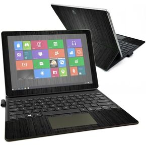 MightySkins Skin Compatible with Samsung Galaxy Book 12" - Black Wood | Protective, Durable, and Unique Vinyl Decal wrap Cover | Easy to Apply, Remove, and Change Styles | Made in The USA