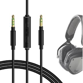 Geekria Audio Cable with Mic Compatible with V-Moda Crossfade LP, Crossfade 2 Headphones Cable, 1/8" (3.5mm) to 3.5mm Replacement Stereo Cord with Inline Microphone and Volume Control (4 ft/1.2 m)