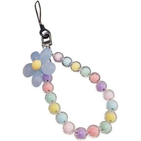 Colorful Mobile Phone Strap Beaded Flower Bracelet Creative Hanging Rope Keychain Mobile Phone Lanyard Beaded Flower Anti-Lost Phone Case Lanyard Girl Women's Wrist Strap Phone Charms, Car Keychain