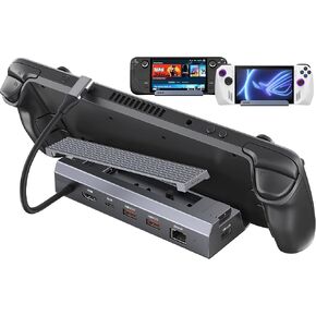 M.2 Steam Deck Dock, Steam Deck Stand(6-in-1) with HDMI 2.0 4K@60Hz, Gigabit Ethernet 1000Mbps, 10Gbps USBA 3.2, 100W USB C PD Charging, USB 2.0, 10Gbps Docking Station for Valave Steam Deck/ROG Alloy