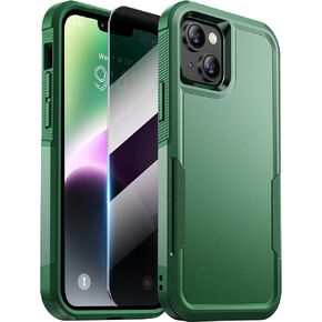Diaclara Designed for iPhone 14 Case, [with Privacy Screen Protector] [Anti Spy] [Military Grade Drop Protection] Heavy Duty Full-Body Shockproof Phone Case, Green
