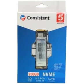 Consistent 256GB NVMe PCIe M.2 SSD 2280, 3D NAND with SLC Cache, Up to 2200MB/s,