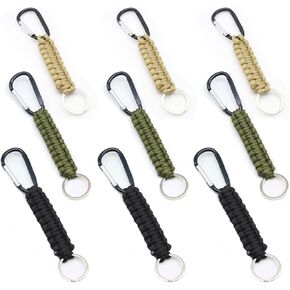 SCORYULE 9PCS Paracord Keychain with Carabiner, Braided Lanyard Key Chain with Clip for Men/Women, Military Heavy Duty Hook for Backpack, Outdoor Survival, Camping Hiking