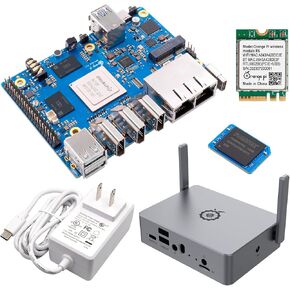 5 Plus 16GB with 256GB eMMC RK3588 8 Core 64 Bit Single Board Computer, 2.4GHz Frequency WiFi Bluetooth Run Orange Pi OS, Android, Debian,Ubuntu (5 Plus 16G+WiFi R6+256G eMMC+Supply+Case)