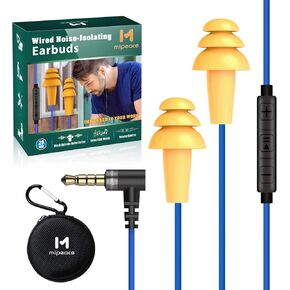 MIPEACE Work Earbuds Headphones,Safety Industrial Ear Plugs Headphones with mic and Volume Control- Noise Reduction Earphones for Work Construction