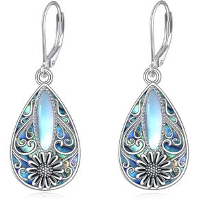 Dragonfly Filigree Earrings Sterling Silver Teardrop Abalone Shell Drop Dangle Earrings Filigree Leverback Earrings Jewelry