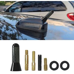 Car Short Antenna, Car Antenna Kit, Stubby Aluminum Radio Antenna Replacement with Screws, Automotive Accessories AM/FM Roof Mount Car Radio Reception Antenna Mast for Most Vehicles (Black)