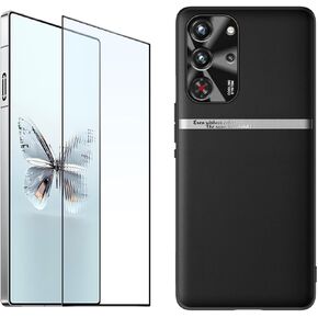 QUIETIP Case Compatible with Red Magic 10 Pro with Screen Protector,Slim Shockproof Lens Protective Hard Cover,Black
