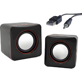 Mini 2.0 Desktop Speaker Computer Speaker USB Powered Stereo Speaker System - Small Size - with Volume Control & 3.5 mm Audio Plug to Connect to Laptop, Notebook, Desktop, Computer