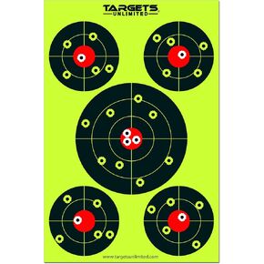 Splatter Targets - 12 x18 inch – Two Color Splatter. Instantly See Your Shots Burst Bright Fluorescent Yellow or White Upon Impact.