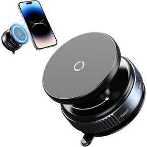 Magnetic Phone Mount, 360° Rotatable No-Electric Suction Holder with Universal Joint, MagSafe Compatible for iPhone & Android, Ideal for Kitchen, Mirror, Gym & Smooth Surfaces (Black)