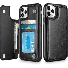 HianDier for iPhone 11 Pro Case with Card Holder Wallet Case for Women Men, PU Leather Kickstand Protective Case Magnetic Closure Shockproof Case Cover for iPhone 11 Pro Phone Case, Black