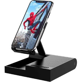 DOSS Cell Phone Stand with Bluetooth Speaker, 15W Wireless Charger, Anti-Slip Base, 4-in-1 Function, Adjustable Holder, Compatible with iPhone, iPad, Cool Birthday Gifts for Men and Women