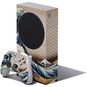 MightySkins Carbon Fiber Skin Compatible with Xbox Series S Bundle - Great Wave of Kanagawa | Protective, Durable Textured Carbon Fiber Finish | Easy to Apply | Made in The USA