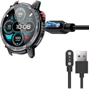 Compatible for Rapocon Smart Watches Charger, Lamshaw 2 Pin Magnetic USB Replacement Charging Compatible for Compatible with Rapocon C22 Military 1.6 Smart Watch / C22 Military 1.6 Smart Watch (Black)