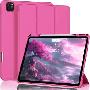 Zoveek for iPad Air 13 Inch Case M2 2024 ، iPad Pro 12.9 inch case (الجيل السادس/الخامس/الرابع 2022/2021/2020) مع حامل قلم رصاص ، يدعم الغطاء الذكي Slim Stand Auto Wake/Sleep (الوردي الوردي)