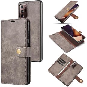 Asuwish Phone Case for Samsung Galaxy Note 20 Ultra 5G Wallet Magnetic Detachable Cell Cover with Screen Protector Card Holder Note20 Plus Notes 20Ultra Note20+ U + 20+ Twenty Not S20 Girls Gray
