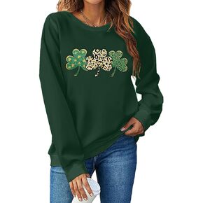 St. Patrick's Day Sweatshirt for Women Clover Graphic T-Shirts Patty's Day Long Sleeve Tee Tops in Saudi Arabia