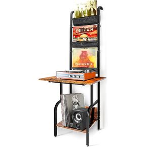 Record Player Stand,Record Player Stand with Vinyl Storage,Vinyl Record Player Stand,Record Player Table to 200 Albums(Black)