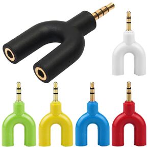 Headphone Audio Y-Splitter Adapter, 3.5mm Male Stereo Jack to 2 Port 3.5mm Female Adapter, Adapter Compatible with Headset, Earphone, for iPhone, for iPad, MP3 (6 Pack, 6 Colors)