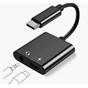 USB-C to 3.5mm Headphone Adapter(2 in 1) Type C Charger Jack Splitter DAC Aux Dongle Cord Audio Charging Cable Compatible for Samsung Galaxy for IPhone15 Pro Max Plus ipad 10、Air4/5、Mini6、Pro 12.9