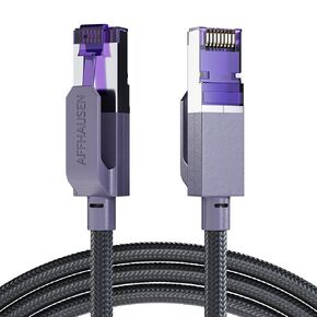 CAT 8 Ethernet Cable Braided 25FT, 40Gbps 2000MHz High-Speed LAN SFTP Patch Cord, Indoor Professional Internet Cable, 26AWG Copper, Shielded Gold-Plated RJ45 for Gaming, PC, Xbox, Router