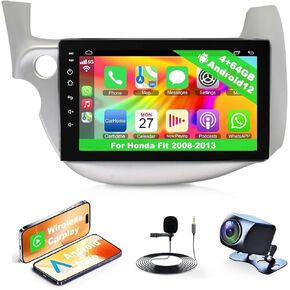 4G+64G CAR Radio لـ Honda FIT 2008-2013 مع Carpaly و Android Auto ، 10.1 بوصة شاشة تعمل بالسيارة مع GPS التنقل/Bluetooth 5.2/FM/النسخ الاحتياطي/WIFI/SWC/HIFI in Kuwait