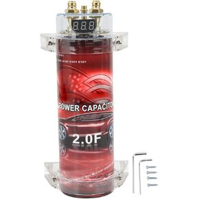 Capacitor Car Audio, 2 Car Capacitor Digital Audio System Power Capacitor with Voltage Display Audible Warning