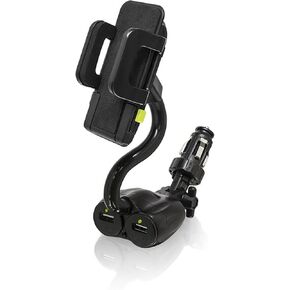Bracketron TekGrip 12V Power Dock Mount Phone Holder Two Charging Ports Hands Free iPhone X 8 Plus 7 SE 6s 6 Samsung Galaxy S9 S8 S7 S6 Note Google Pixel 2 XL LG Nexus Sony Nokia BT1-663-2, Black