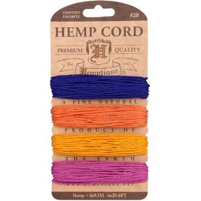 Hemptique (HEMP0) Hemp Cord 20# 30 Feet/Color 4 Colors/Pkg-Harvest
