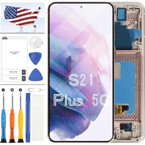 استبدال شاشة OLED لـ Samsung Galaxy S21+ S21 Plus 5G SM-G996B SM-G996U شاشة LCD Displessizer Touch Assembly 6.7 بوصة (بدعم بصمة الذهب مع إطار)