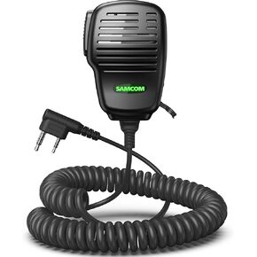 SAMCOM Waterproof IP67 Shoulder Speaker Mic 2 Pin for Two Way Radio, 2025 Upgrade K Head Lapel Mic Compatible with Baofeng(UV-5R), Kenwood, Retevis Walkie Talkies (Black, 1 Pack)