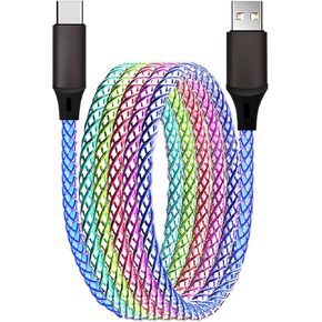Car Carplay Cable for iPhone 15 16 Pro Max/Plus, 5ft RGB Light Up USB A to Type C Charger Cable LED Colorful Gradual USB C Fast Charging Cord for iPhone, iPad Pro/Air/Mini, Samsung, HTC, LG More