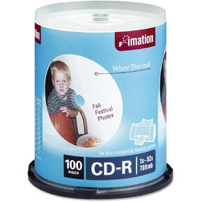 Imation 17274 100 Pack Spindle, 52x700 MB White Thermal Hub Print