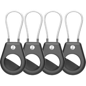 (4 Pack) Airtag Cases,Air Tag Lock Secure Case with Wire Cable Key Ring Key Chain Keychain Cases Cover Luggage tag for Keys, Luggage & More