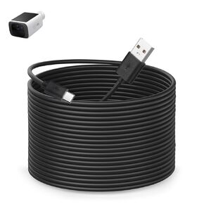 16 ft Extension Cable for eufy SoloCam S220 / S340, eufyCam S300 (eufyCam 3C), USB C Long Charging Cord, Black