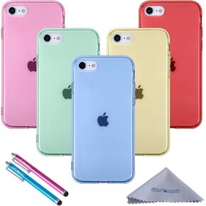Wisdompro Case لـ iPhone SE 2022/2020 ، لـ iPhone 8 ، لـ iPhone 7 ، حزمة من 5 حزمة ملونة TPU Gel Slim Fit Cover for iPhone SE3/SE2/8/7 )