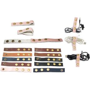 10 Units Leather Cable Straps Portable Cable Ties Cable Organizers Cord Management For Organizing USB Cable Earphone Headphone Wires 10 Colors