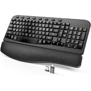 لوحة مفاتيح مريحة لاسلكية سايبلت مع مفاتيح الموجة ، والراحة المعصم ، والكتابة الطبيعية ، ومقاومة الانسكاب ، والحجم الكامل لوحة مفاتيح الكمبيوتر اللاسلكية للكمبيوتر الشخصي ، والكمبيوتر المحمول ، ونظام التشغيل Windows ، و Mac ، و Chromebook ، (Black الكربون in Kuwait