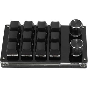 12 Key Mini Keyboard One Handed Mechanical Gaming Keyboard, Multifunctional Shortcut Programmable Macro Keyboard with Button for Vista Macos (Black)
