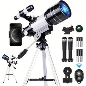 Fetch Falcon Astronomical Telescope 150X High-Powered,Portable with 700mm Aperture (HD Refractor, Tripod, Phone Adapter, and Wireless Remote) Ideal for Adults and Kids Stargazing and Space Exploration