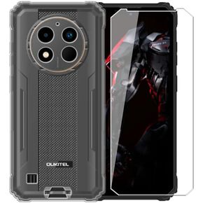 Case for Oukitel WP28E + Glass Screen Protector Tempered Film - Transparent Silicone Soft Flexible Bumper Shockproof TPU Protective Cover Shell for Oukitel WP28E (Clear)
